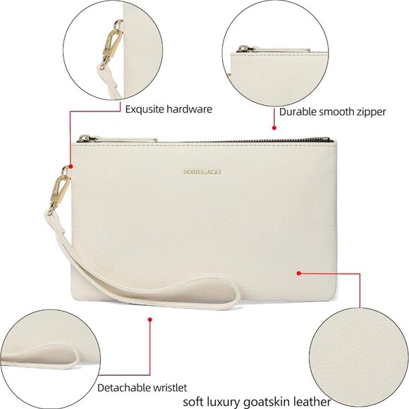 Leather Wristlet Purse Small Slim Phone Wallet with Strap for Women - Picture 3 of 6